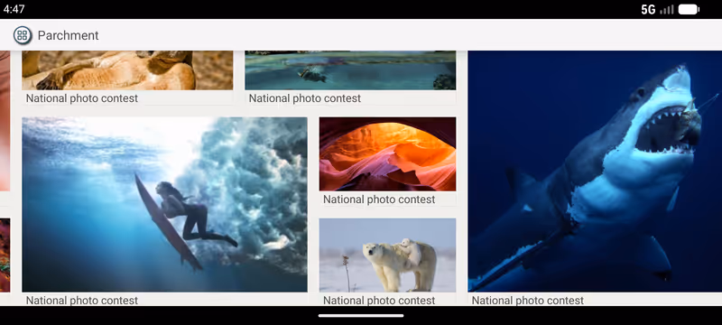 Parchment horizontal ListView on Android